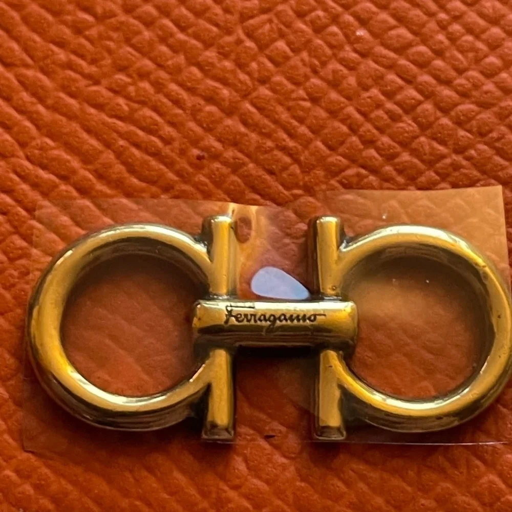 Salvatore Ferragamo Orange Leather Card Holder
